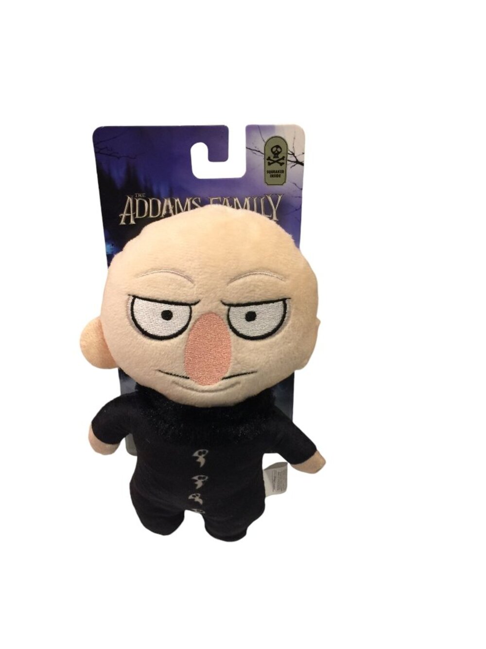 The ADDAMS Family Uncle Fester 8" Plush Dog Toy Crinkle Squeaker
